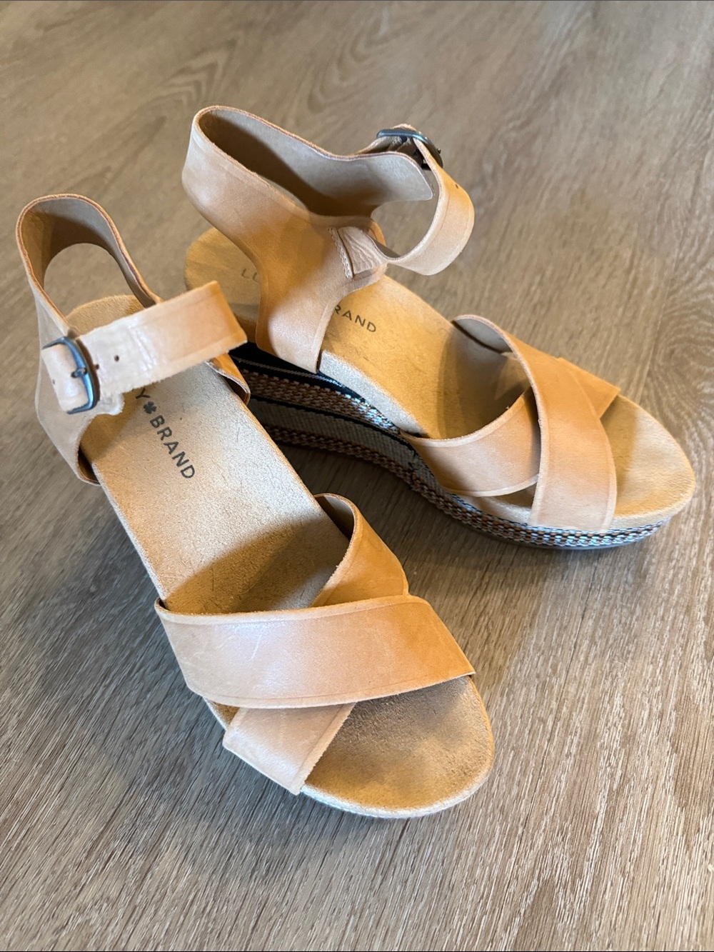 Tan Wedge Leather Sandals